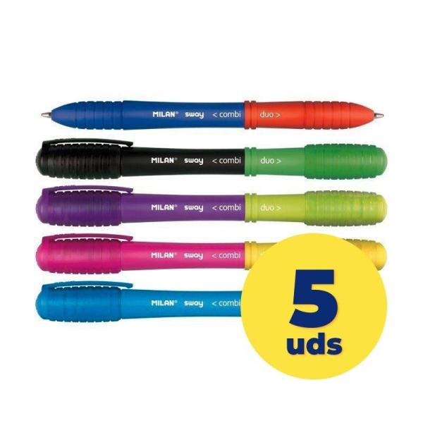 Bolígrafos de Tinta Milan Sway Combo Dúo 176584905/ 5 unidades/ Colores Surtidos