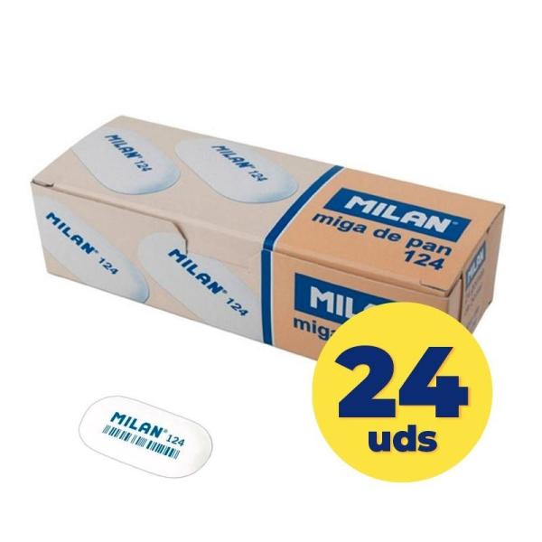 Caja de Gomas de Borrar Ovalada Milan CMM124/ 24 unidades/ Blanca