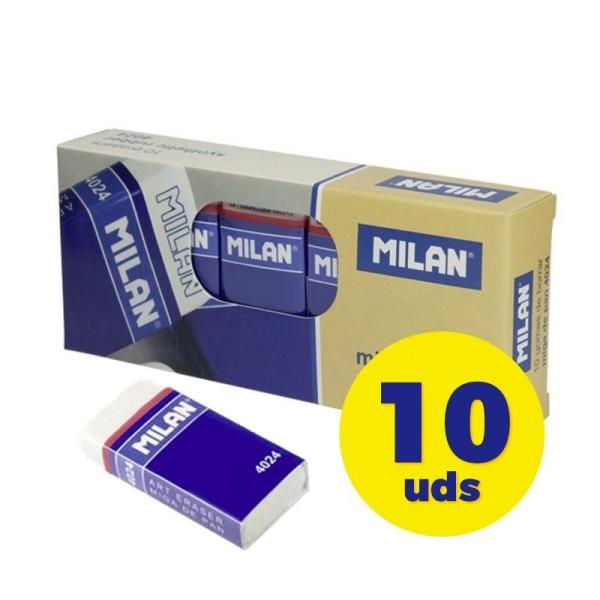 Caja de Gomas de Borrar Milan CNM4024-10/ 10 unidades/ Blanca