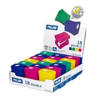 Caja de Sacapuntas Milan 20152918/ Doble/ 18 unidades/ Colores