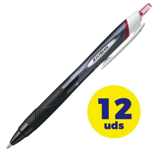 Caja de Bolígrafos de Tinta de Aceite Retráctil Uni-Ball Jetstream Sport/ 12 unidades/ Rojo