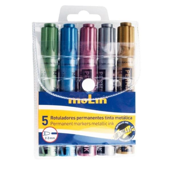 Rotuladores de Tinta Metálica Molin RTM230-05/ 2mm/ 5 unidades/ Colores Surtidos