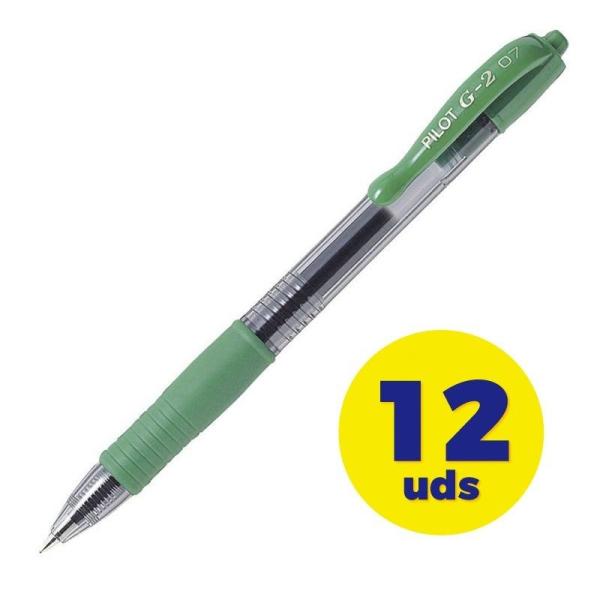 Caja de Bolígrafo de Tinta de Gel Retráctil Pilot G-2/ 12 unidades/ Verdes