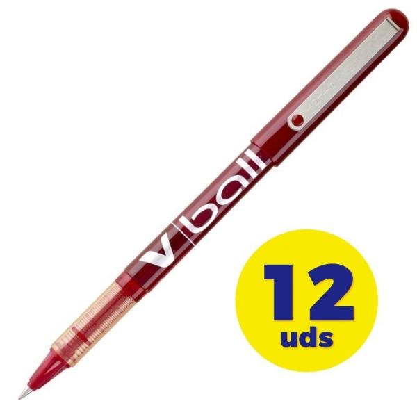 Caja de Bolígrafos de Tinta Líquida Pilot V-Ball NVBR/ 12 unidades/ Rojos