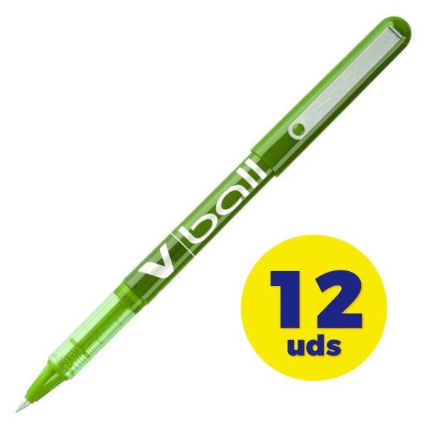 Caja de Bolígrafos de Tinta Líquida Pilot V-Ball NVBV/ 12 unidades/ Verdes