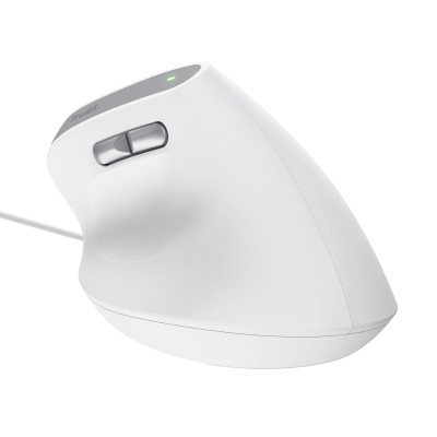 Ratón Ergonómico Trust Bayo II/ Hasta 2400 DPI/ Blanco