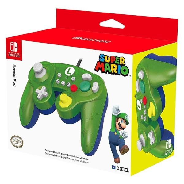 CONTROLADOR HORI BATTLE PAD LUIGI PARA NINTENDO SWITCH - OPTIMIZADO PARA SÚPER SMASH BROS - CRUCETA EXTRA GRANDE - BOTONES L/R C