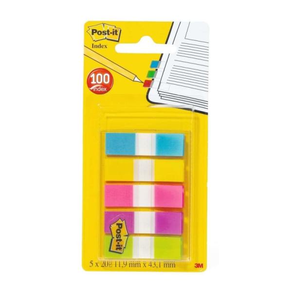 Marcador Index 3M Post-It/ 1.19 x 4.31cm/ 20 unidades x 5 Colores