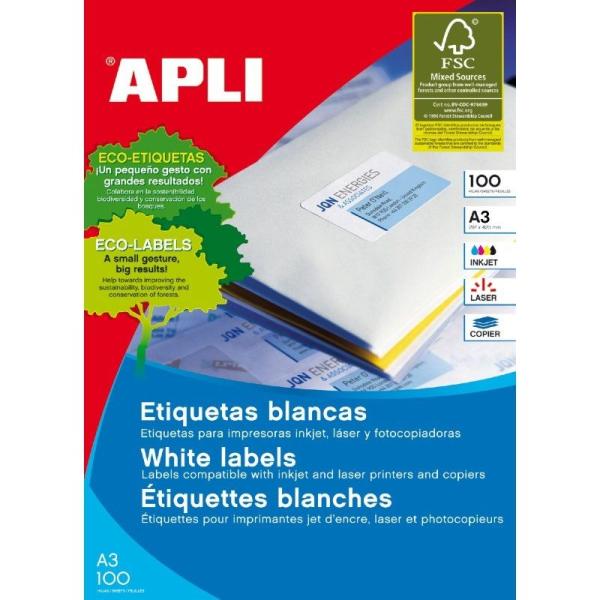 Etiquetas Adhesivas Apli 11352/ 297 X 420mm/ 100 Hojas