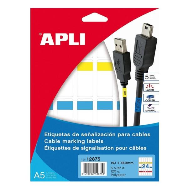 ETIQUETAS DE SEÑALIZACIÓN PARA CABLES L/C - 19.1X48.8 5HOJAS - APLI