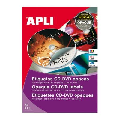 Etiquetas Adhesivas para CD/DVD Apli 10166/ 114 x 41mm/ 100