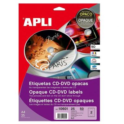 Etiquetas Adhesivas para CD/DVD Apli 11704/ 117 x 18mm/ 100