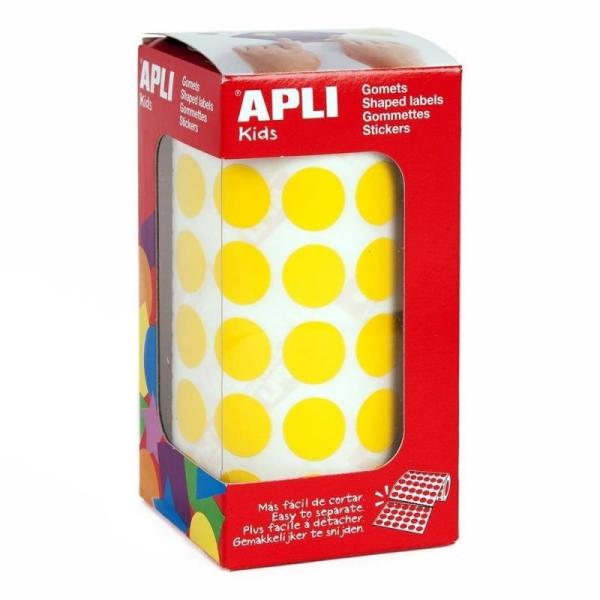 Etiquetas Adhesivas en Rollo Apli 04855/ Ø15mm/ 2832 uds/ Amarillo