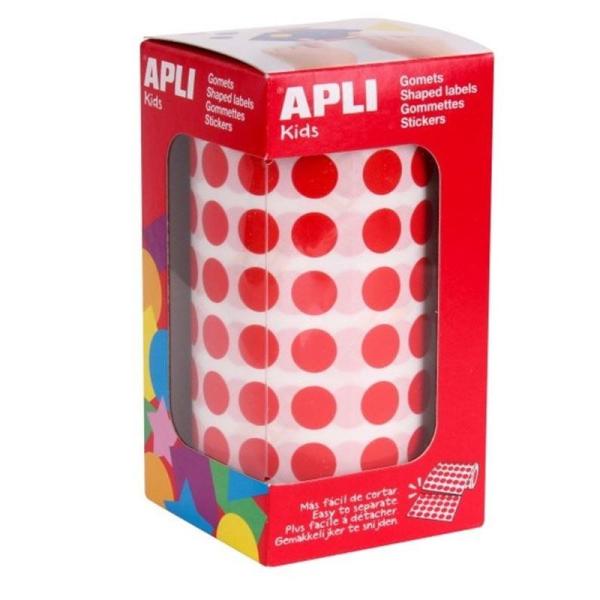 Etiquetas Adhesivas en Rollo Apli 04857/ Ø15mm/ 2832 uds/ Rojo