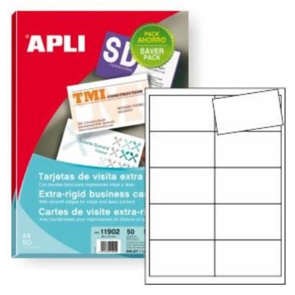 Tarjetas de Visita Apli 11902/ 89 x 51 mm/ 50 Hojas