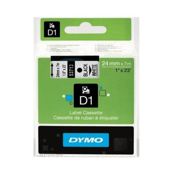 Cinta Rotuladora Adhesiva de Plástico Dymo D1 53713/ para Label Manager/ 24mm x 7m/ Negra-Blanca