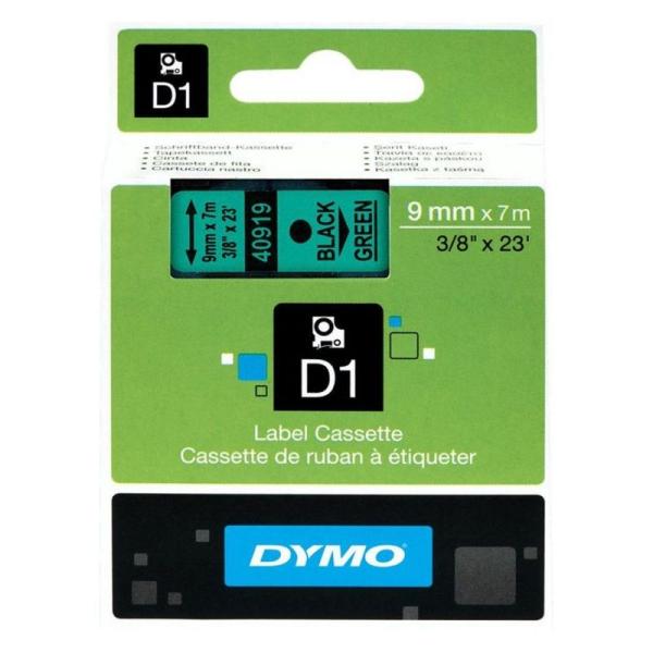 CINTA ROTULADORA AUTOADHESIVA DYMO NEGRO SOBRE VERDE D1 9MM X 7 METROS DE LONGITUD PARA ROTULADORA LABEL MANAGER