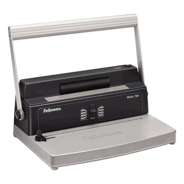 ENCUADERNADORA FELLOWES METAL 50R - ESPIRAL METÁLICO - PASO 5:1 - PERFORA 12 HOJAS A4 - ENCUADERNA 450 HOJAS CON ESPIRAL 50MM