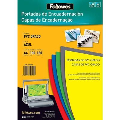 PACK DE 100 PORTADAS DE PVC OPACO FELLOWES 5100601 - TAMAÑO A4