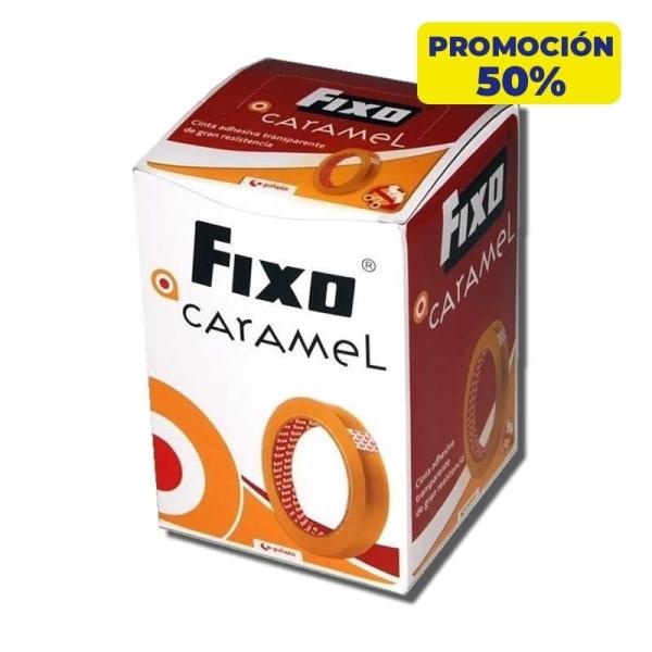 Caja 8uds de Cinta Adhesiva Transparente Grafoplás Fixo Caramel/ 1.9cm x 66m/ Promocion 50%