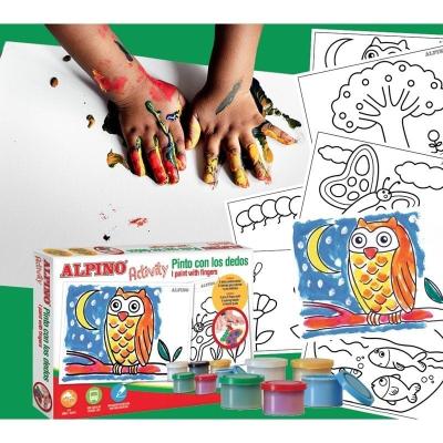 Pack Pinturas Alpino Activity/ para Dedos/ 5 Botes Pintura + 6