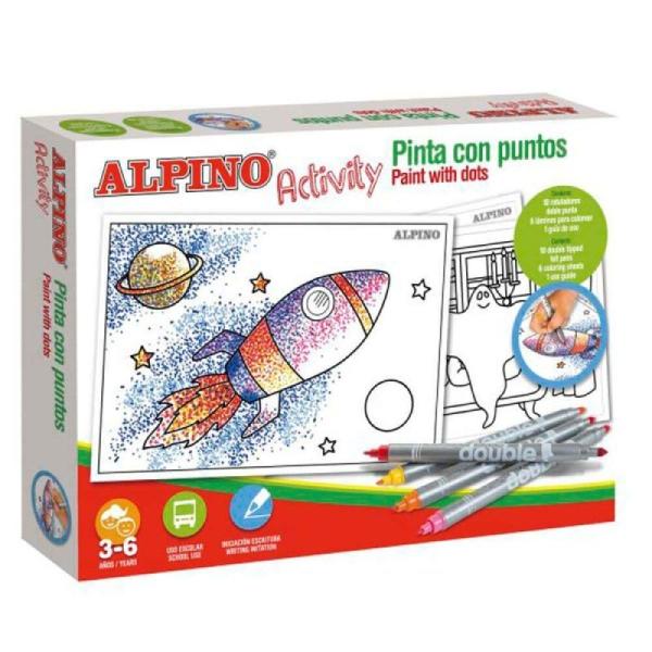 Pack Alpino Activity AC000002 10 Rotuladores Doble Punta + 6 Laminas para colorear