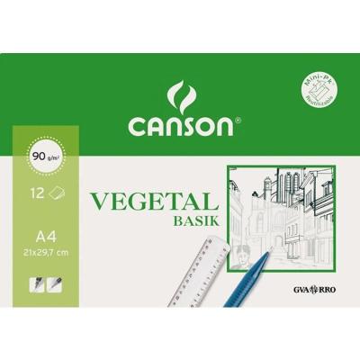 Pack Papel Vegetal Canson Vegetal Basik C200407621/ A4/ 12 Hojas