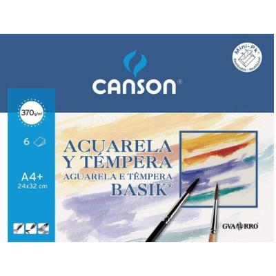 Pack Papel Acuarelas y Témperas Canson Basik C400110488/ A4+/ 6