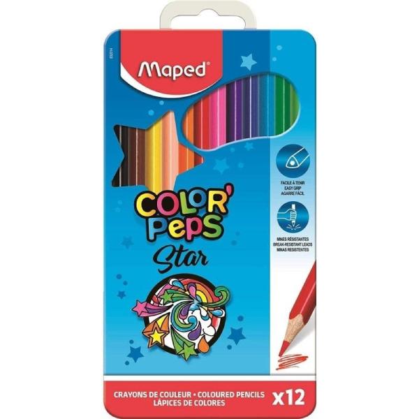 Lápices Maped Color'Peps Star 832014/ 12 unidades/ Colores Vivos