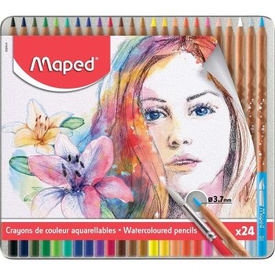 Lápices Maped 832424/ Acuarelables/ 3.7mm/ 24 unidades/ Colores