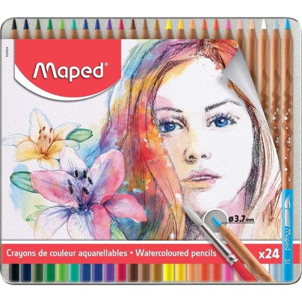 Lápices Maped 832424/ Acuarelables/ 3.7mm/ 24 unidades/ Colores Surtidos