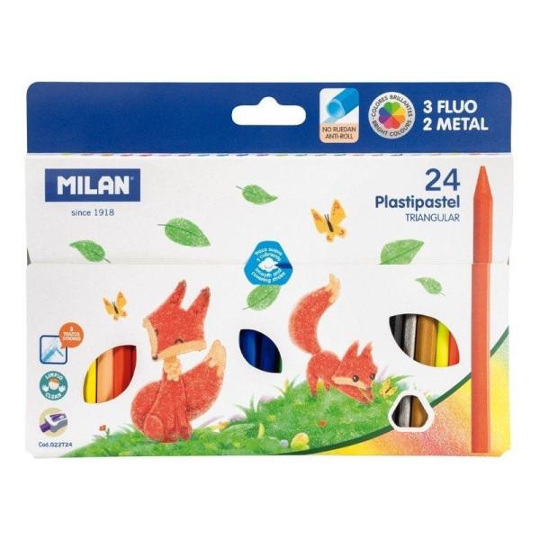 Lápices Triangulares Milan Plastipapel 022T24/ 24 unidades/ Colores Surtidos