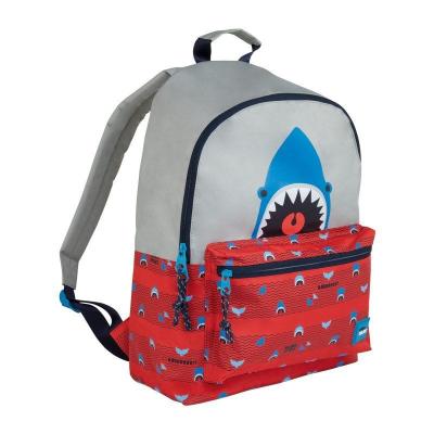 MOCHILA ESCOLAR MILÁN SHARK ATTACK ROJO/GRIS - 2 COMPARTIMENTOS