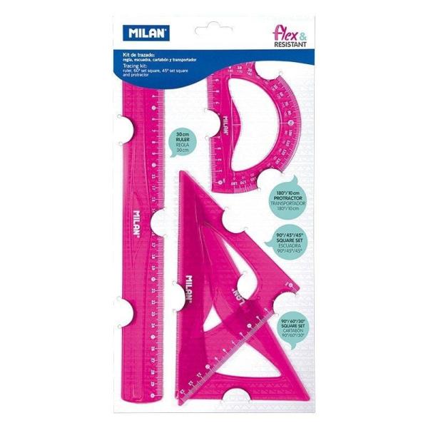 Pack de Reglas Milan Flex Resistant 359801P/ Rosa Ácido