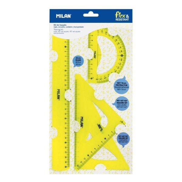 Pack de Reglas Milan Flex Resistant 359801Y/ Amarillo Ácido