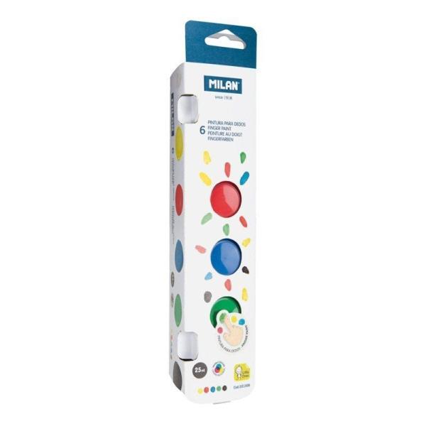 Caja Tarros de Pintura Milan 31506 para Dedos/ 6 unidades/ 25ml/ Colores Básicos