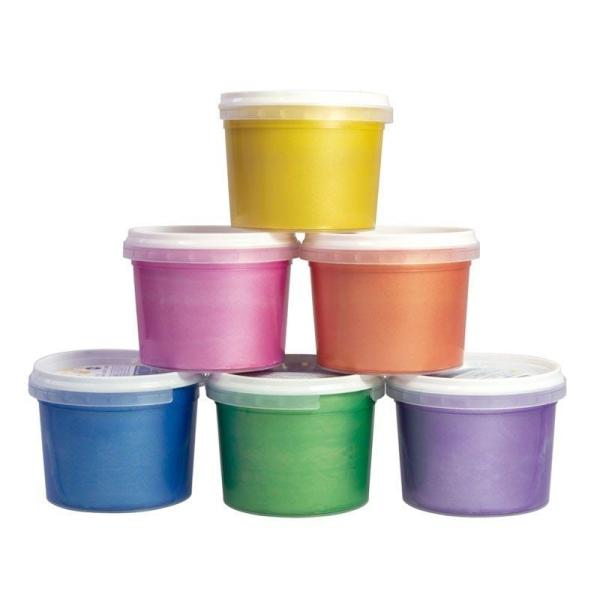 Caja Tarros de Pintura Milan 353906 para Dedos/ 6 unidades/ Capacidad 100ml/ Colores Metalizados