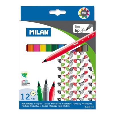 Rotuladores Punta Fina Milan 80158/ 2mm/ 12 unidades/ Colores