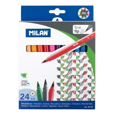 Rotuladores Punta Fina Milan 80159/ 2mm/ 24 unidades/ Colores