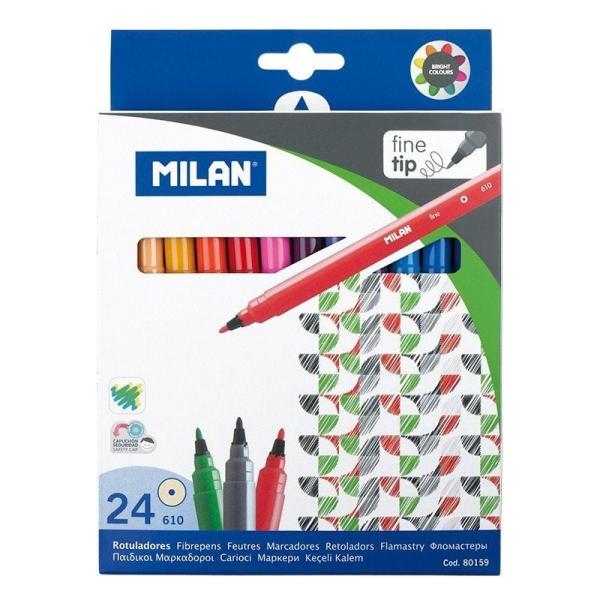 Rotuladores Punta Fina Milan 80159/ 2mm/ 24 unidades/ Colores Surtidos