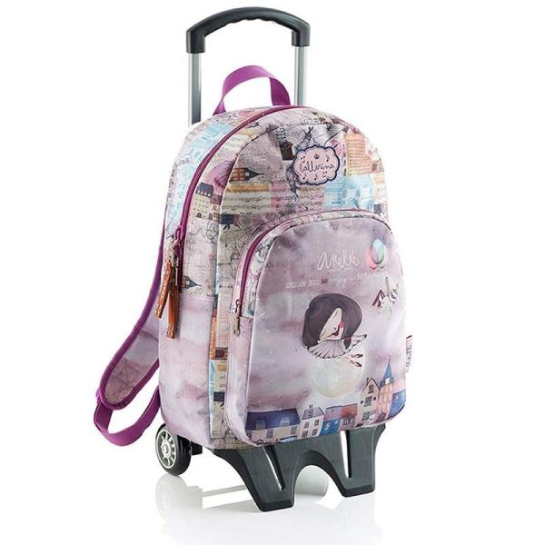 MOCHILA DOBLE COMPARTIMENTO CON CARRO MIQUEL RIUS 16826 ANEKKE BALLERINA - 300*420*140MM (20L) - TIRANTES ACOLCHADOS - ASA SUPER