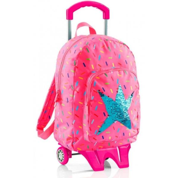 MOCHILA DOBLE COMPARTIMENTO CON CARRO MIQUEL RIUS 18635 AGATHA RUIZ DE LA PRADA CARAMELOS - 300*420*140MM (20L) - TIRANTES ACOLC