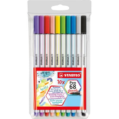 Rotulador Punta Fina Stabilo Pen 68 Brush/ 10 unidades/ Colores