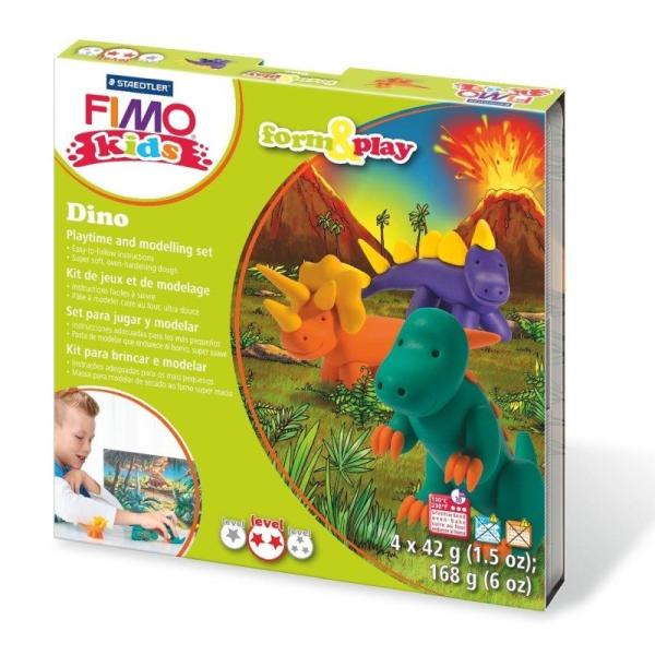 Juego Plastilina para Hornear Staedtler FIMO Kids Form And Play Dino/ 4 Bloques 42g / Rojo/ Marrón Claro/ Marrón/ Verde