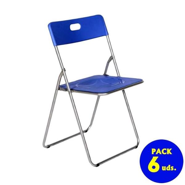 Silla Plegable Eurosilla Easy/ Azul/ Pack de 6 unidades