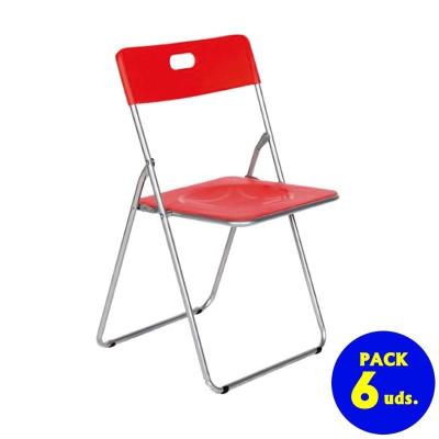 Silla Plegable Eurosilla Easy/ Roja/ Pack de 6 unidades