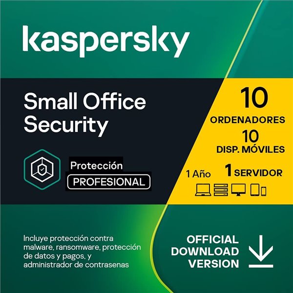 Kaspersky Small Office Security 2024 | 10 Dispositivos + 1 Servidor | 1 año | Descarga electrónica