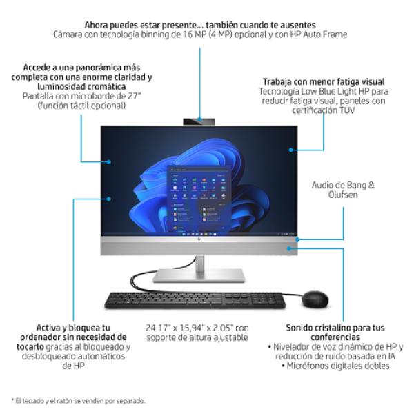 PC All in One HP EliteOne 870 G9 5V915EA Intel Core i5-12500/ 16GB/ 512GB SSD/ 27'/ Win10 Pro