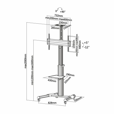 Soporte de Suelo Inclinable con Ruedas Aisens FT70TRE-037 para