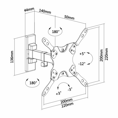 Soporte de Pared Extensible/ Giratorio/ Inclinable/ Nivelable